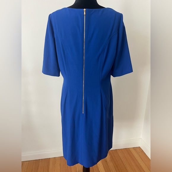 Tahari Arthur S Levine Elegant Cobalt Blue Office Workwear Career Dress Sz 12 - Picture 7 of 11